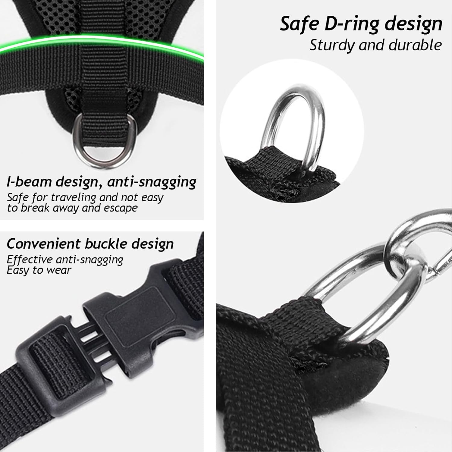 shudyear Summer cat Chest Harness and Leash, Anti-Escape Adjustable Soft mesh cat Leash and Chest Harness Set for All Types of Cats cat Vests (Size S,Black) - Image 5