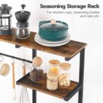 HOOBRO Large Bakers Rack with Power Outlets, 6-Tier Microwave Stand with 4 Hooks, Coffee Bar, Kitchen Shelf with Wire Basket, for Kitchen, Living Room, Office, Rustic Brown and Black BF64UHB01 - Image 6