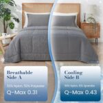 Amélie Home Cooling Comforter Full Size, Dual-Sided Lightweight Cooling Blanket for Hot Sleepers, Q-Max 0.43 Breathable Cooling Quilt for Night Sweats, 80"x 90", Heather Charcoal Grey - Image 4