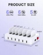 Charging Station for Multiple Devices Apple, CREATIVE DESIGN 50W Multi Charger Station with 6 USB Ports & 6 Cables, Charging Dock for Apple Android Phone iPad Kindle Tablet and Other Electronic - Image 8