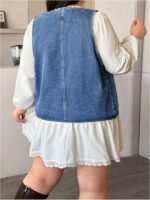 OYOANGLE Women's Plus Size Sleeveless Button Down Jean Jacket V Neck Denim Vest with Dual Pockets - Image 3