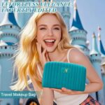 Monogrammed Make Up Bags for Women,Personalized Cosmetic Bags Women,Small Quilted Makeup Pouch,Cute Makeup Bag Travel,Birthday Gifts for Teen Girl (Blue A) - Image 4