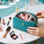 Monogrammed Make Up Bags for Women,Personalized Cosmetic Bags Women,Small Quilted Makeup Pouch,Cute Makeup Bag Travel,Birthday Gifts for Teen Girl (Blue A) - Image 6