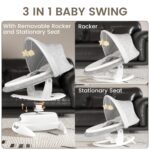 3-in-1 Baby Swing for Infants with Motion Detection, Infant Swing with 5 Speeds & 3 Swing Modes, 12 Lullabies, Electric Swing for Baby, Up to 25 lbs, White - Image 3