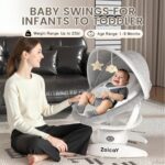 3-in-1 Baby Swing for Infants with Motion Detection, Infant Swing with 5 Speeds & 3 Swing Modes, 12 Lullabies, Electric Swing for Baby, Up to 25 lbs, White - Image 9