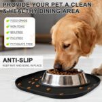 Small Silicone Pet Food Mat with Raised Edge for Food and Water Bowl, Square Dog Feeding Mats, Cat Food Trays for Floor Waterproof, Rubber Tray for Dogs and Cats, 12 x 12 x 0.7 Black - Image 4