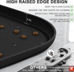 Small Silicone Pet Food Mat with Raised Edge for Food and Water Bowl, Square Dog Feeding Mats, Cat Food Trays for Floor Waterproof, Rubber Tray for Dogs and Cats, 12 x 12 x 0.7 Black - Image 5