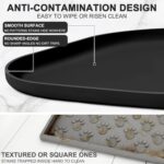 Small Silicone Pet Food Mat with Raised Edge for Food and Water Bowl, Square Dog Feeding Mats, Cat Food Trays for Floor Waterproof, Rubber Tray for Dogs and Cats, 12 x 12 x 0.7 Black - Image 6