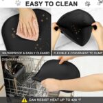 Small Silicone Pet Food Mat with Raised Edge for Food and Water Bowl, Square Dog Feeding Mats, Cat Food Trays for Floor Waterproof, Rubber Tray for Dogs and Cats, 12 x 12 x 0.7 Black - Image 7