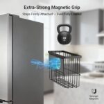 2 Pcs Magnetic Basket Fridge Dryer Ball Holder for Laundry Room Organization and Storage, Magnetic Lint Bin Home Organization for Laundry Room, Kitchen & Office Class School (Black, L&XL-2pcs) - Image 4