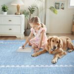 GarveeHome Scalloped Bow Rug for Living Room, Solid Blue Rug for Dorm, Washable Rugs 5x7 Soft Low Pile Non Slip Scalloped Rugs for Nursery College Bedroom Decor Kids Room Playroom - Image 9