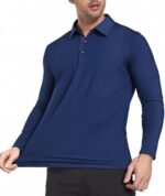 Alex Vando Mens Golf Shirt Moisture Wicking Quick-Dry Solid Long Sleeve Polo Shirts for Men - Image 5
