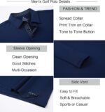 Alex Vando Mens Golf Shirt Moisture Wicking Quick-Dry Solid Long Sleeve Polo Shirts for Men - Image 7