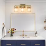 Gold Bathroom Light Fixtures 3 Lights Vanity Light with Grooved Glass Shade Vanity Lights for Bathroom Vanity Lighting Fixtures Wall Mount | Brushed Gold Lights Over Mirror - Image 7