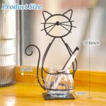 Desktop Glass Planter Vase Holder, Metal Cat Plant Terrarium Stand for Plants Creative Decorations for Home Patio Lawn Garden - Image 3