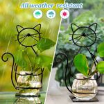 Desktop Glass Planter Vase Holder, Metal Cat Plant Terrarium Stand for Plants Creative Decorations for Home Patio Lawn Garden - Image 5