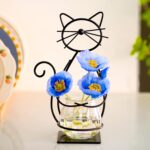 Desktop Glass Planter Vase Holder, Metal Cat Plant Terrarium Stand for Plants Creative Decorations for Home Patio Lawn Garden - Image 6