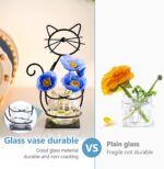 Desktop Glass Planter Vase Holder, Metal Cat Plant Terrarium Stand for Plants Creative Decorations for Home Patio Lawn Garden - Image 7