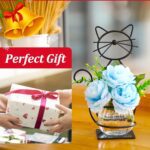 Desktop Glass Planter Vase Holder, Metal Cat Plant Terrarium Stand for Plants Creative Decorations for Home Patio Lawn Garden - Image 8
