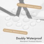 AmazerBath No Hook Shower Curtain and Liner Set, Shower Curtain with Liner and Hooks Built-in Less Time, Heavy Duty Double Waterproof Farmhouse Shower Curtain Set for Bathroom, Grey, 74"x72" - Image 5