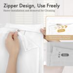 AmazerBath No Hook Shower Curtain and Liner Set, Shower Curtain with Liner and Hooks Built-in Less Time, Heavy Duty Double Waterproof Farmhouse Shower Curtain Set for Bathroom, Grey, 74"x72" - Image 8