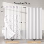AmazerBath No Hook Shower Curtain and Liner Set, Shower Curtain with Liner and Hooks Built-in Less Time, Heavy Duty Double Waterproof Farmhouse Shower Curtain Set for Bathroom, Grey, 74"x72" - Image 9
