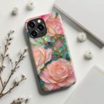 for iPhone 16 Pro Max Case Cute - Wireless Charging Compatible - Dual-Layer Hard Shell + Silicone Cover - Aesthetic Protective Trendy Phone Case for Women - Blooming Pink Rose - Image 5