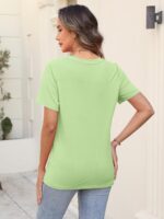 Minetom Women's Color Block/Solid Tops Short Sleeve V Neck T Shirts Summer Casual Tees - Image 5