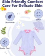 ALVABABY Girls' One Piece Swimsuit with Hat, Baby Rash Guard Sets,Long Sleeve Zipper UPF 50+ Sun Protection Bathing Suit - Image 5