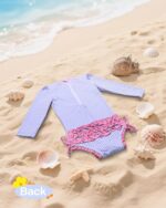 ALVABABY Girls' One Piece Swimsuit with Hat, Baby Rash Guard Sets,Long Sleeve Zipper UPF 50+ Sun Protection Bathing Suit - Image 8