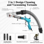 2IN1 Car Interior Detailing Air Blow Gun & vacunm Gun with Adjustable Air Flow Nozzle,Cleaning Gun Quickly Blasts Dirt and Dust from Surface Works with Air Compressor(Upgrade Rotate Tube) Blue - Image 4