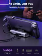 JSAUX Upgraded Docking Station 4K@120Hz for Steam Deck OLED/ROG Ally X/Legion Go (S)/MSi Claw, 6-in-1 Steam Deck Dock with HDMI 2.1, Gigabit Ethernet, 3 USB 3.0, 100W Charge for Steam Deck LCD-HB0603 - Image 6