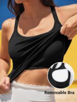 ATTRACO Women's Workout Tank Top Built in Bra Ribbed Athletic Tank Racerback Workout Top Scoop Neck - Image 5