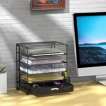 Simple Houseware 5-Tier Document File Tray with Supplies Sliding Drawer and Pen Bucket, Black - Image 5