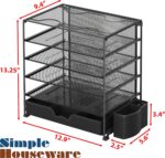 Simple Houseware 5-Tier Document File Tray with Supplies Sliding Drawer and Pen Bucket, Black - Image 6