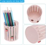 PATIKIL Pencil Holder, 2 Pack Plastic Pen Holder for Desk Cute Pencil Holders Strawberry Cup Organizer Mesh Makeup Brush Holder Stationery Storage, Pink - Image 4