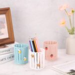 PATIKIL Pencil Holder, 2 Pack Plastic Pen Holder for Desk Cute Pencil Holders Strawberry Cup Organizer Mesh Makeup Brush Holder Stationery Storage, Pink - Image 5