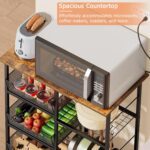 Rolling Kitchen Storage Microwave Cart, Kitchen Island with Adjustable Shelf on Lockable Wheels, Countertop 27.75"L × 15.35"W, Bakers Rack with Tilt-Out Baskets, for Kitchen, Coffee Bar, Living room - Image 5