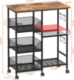 Rolling Kitchen Storage Microwave Cart, Kitchen Island with Adjustable Shelf on Lockable Wheels, Countertop 27.75"L × 15.35"W, Bakers Rack with Tilt-Out Baskets, for Kitchen, Coffee Bar, Living room - Image 7