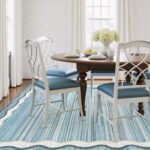 Lahome Scalloped Modern Washable Rugs 5x7,Blue Rugs for Bedroom Aesthetic Soft Living Room Rug,Abstract Minimalist Irregular Non-Slip Low-Pile Throw Carpet for Dining Room Home Office(Blue,5x7) - Image 3