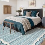 Lahome Scalloped Modern Washable Rugs 5x7,Blue Rugs for Bedroom Aesthetic Soft Living Room Rug,Abstract Minimalist Irregular Non-Slip Low-Pile Throw Carpet for Dining Room Home Office(Blue,5x7) - Image 4