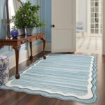Lahome Scalloped Modern Washable Rugs 5x7,Blue Rugs for Bedroom Aesthetic Soft Living Room Rug,Abstract Minimalist Irregular Non-Slip Low-Pile Throw Carpet for Dining Room Home Office(Blue,5x7) - Image 8