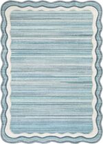Lahome Scalloped Modern Washable Rugs 5x7,Blue Rugs for Bedroom Aesthetic Soft Living Room Rug,Abstract Minimalist Irregular Non-Slip Low-Pile Throw Carpet for Dining Room Home Office(Blue,5x7) - Image 10