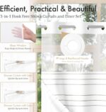 AmazerBath Boho Sage Green Shower Curtains for Bathroom, Heavy No Hook Shower Curtain and Liner Set, Striped Fabric Shower Curtain Farmhouse with Tassels, Washable & Waterproof, 74"x72" - Image 3