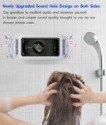Waterproof Shower Phone Holder with 360° Rotation, Angle Adjustable, Enhanced Sound Quality, Wall Mounted Phone Holder for Bathroom Mirror Bathtub Kitchen, Up to 7 Inch (White) - Image 3