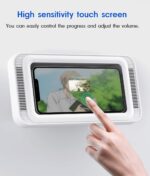 Waterproof Shower Phone Holder with 360° Rotation, Angle Adjustable, Enhanced Sound Quality, Wall Mounted Phone Holder for Bathroom Mirror Bathtub Kitchen, Up to 7 Inch (White) - Image 7