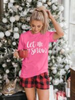 Christmas Shirts for Women Let It Snow Shirt Xmas Holiday Tshirt Cute Snowflake Print Tees Tops - Image 4