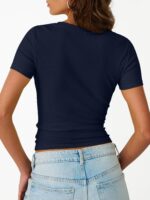 Trendy Queen Women's Crewneck Ribbed Knit Fitted T-Shirt - Image 5