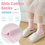 Eocom Girls Socks Little Kids Crew Socks Cotton Cute Youth Dress Socks 6 Pairs - Image 3