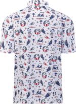 Mens Golf Shirt Moisture Wicking Dry Fit Print Performance Short Sleeve Polo Shirts for Men - Image 4